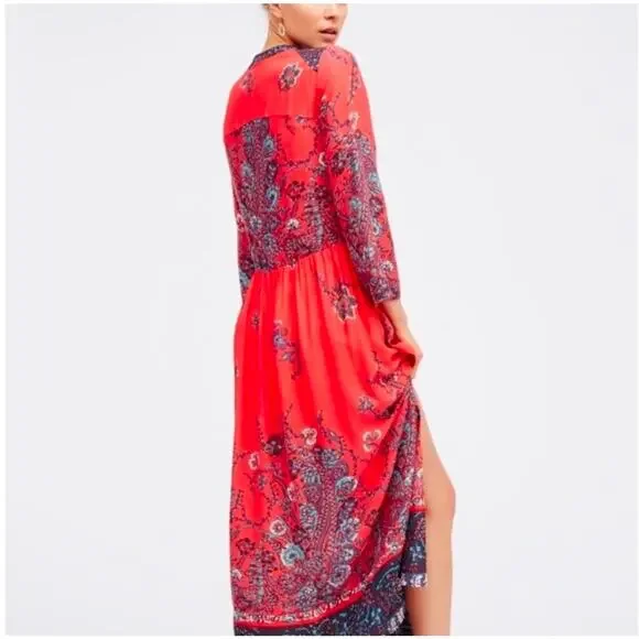 Free People Red Blue XS Paisley Dress - Picture 2 of 10